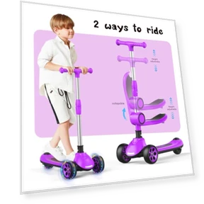 Adjustable Height Kids Kick Scooter with Removable Seat — Balance Bikes, EVLIQUIL