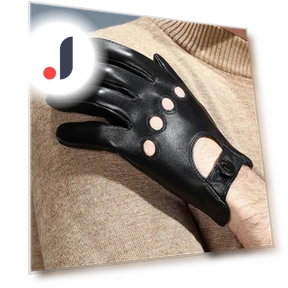 Retro Black Leather Driving Gloves — Gloves, STYLECHASER