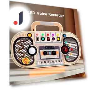 Wooden Sensory Toy with Dictaphone, Music, and LED Lights — Infant & Early Childhood Playthings, Baby cheetah