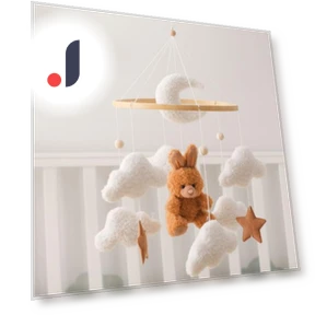 Mobile Bear Velvet Decor with Rotating Bell — Mobiles, kanyueliang