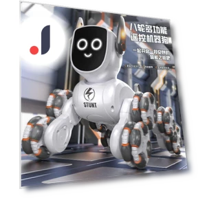 Intelligent Voice Control Eight-Wheel Stunt Robot Dog — Interactive Figures & Robots, Plastic Toys