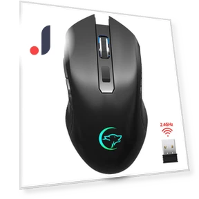 Wireless Mouse 2.4 GHz Rechargeable Silent Mouse with Colorful Light Effect — Mouse Pads, OFFICE-MALL