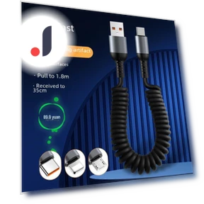Fast Charging Cable with Spring Retractable Mount — Cables, Home of smartphone & tablet accessories