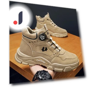 Smart Buckle Anti-Smash Anti-Puncture Steel Toe Work Safety Shoes — Men's, NB Fashion