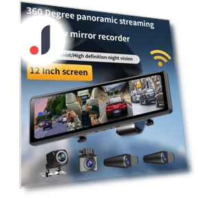4-Channel 12-Inch Dash Cam with Rearview Mirror — Dashboard Cameras, Simplistic Living Home