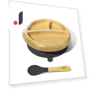 Non-Spill Baby Feeding Plate with Suction and Spoon — Dishes, Hidden Nest
