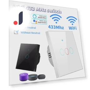 Smart RF433 European WiFi/Bluetooth Switch for Glass — Ceiling Fan Wall Controls, VantaGoods
