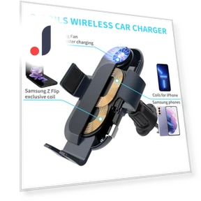 Touch Car Wireless Charger with Auto Sensor and Cooling Fan — Phone Accessories, Essager Electronic