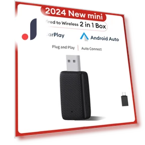 2 in 1 AI Box Mini Wired to Wireless Carplay & Android Auto Dongle — USB, Dream Garage