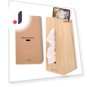 Natural Wood Tissue Box Case Smartphone Stand — Pencil Holders, Hidden Nest