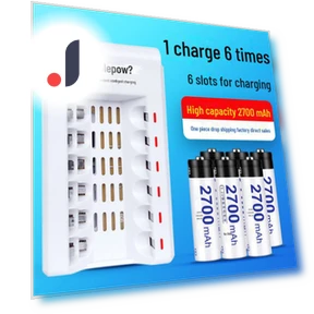 6-Slot Smart Charger with Rechargeable Batteries — Chargers, Doublepow Battery