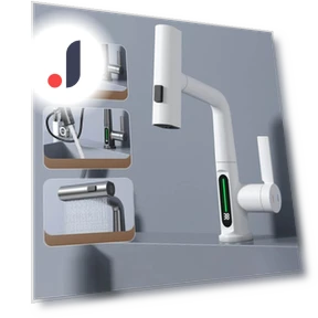 Digital Display Pull-out Lift Mixer Tap — Sink Faucets & Parts, SUN LL