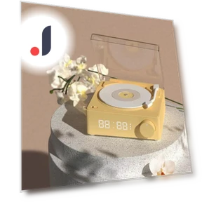 Retro Vinyl Wireless Bluetooth Speaker Alarm Clock — Portable Sound Systems, Mango Event