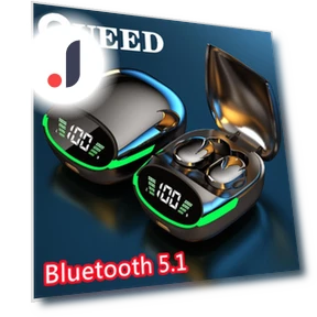 Bluetooth Earbuds with LED Light and Touch Control — In-Ear Headphones, QUEED