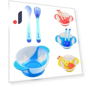 Feeding Bowl Set with Touch Spoon and Fork — Dishes, Toy