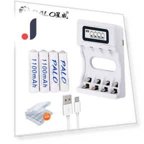 Ni-MH Rechargeable Batteries with USB Smart Fast Charger — Batteries, PALO