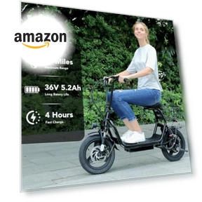 Peak 1200W Foldable Electric Scooter with Seat — Push Scooters, Caroma
