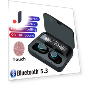 Bluetooth Headset with Dual Earbuds and Large Screen — In-Ear Headphones, Junmaocun