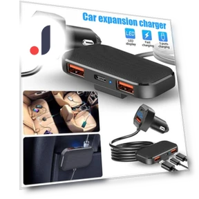 Multi-Port Car Charger with Digital Display — Chargers, Enjoy Smart Home