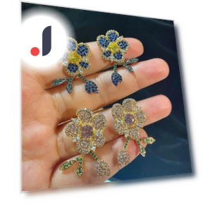 Silver 925 Needle Earrings with Colored Zirconia — Stud, ANENJERY Bijouterie
