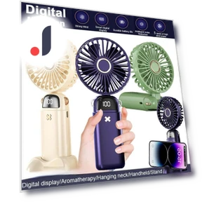 Mini Portable Fan with Smart LED Digital Display — Portable Cooling Solutions, Factory Discount Outlet