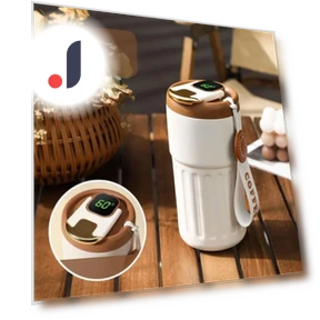 Smart LED Temperature Display Stainless Steel Coffee Mug — Beverage Warmers, Binchi Fitness