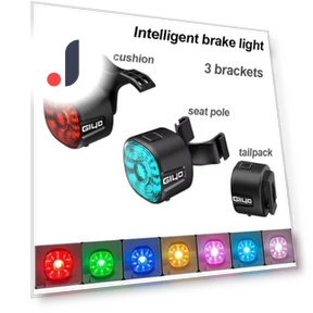 USB Rechargeable Bicycle Rear Light with Smart Brake Sensor — Bike Headlights, GIYO