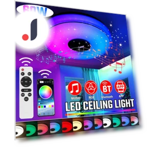 Modern LED Ceiling Light with RGB, Bluetooth App Remote Control, and Speaker — Overhead Lighting, Refreshing Home