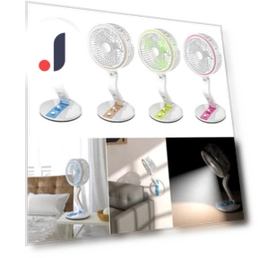 Solar-Powered LED Desk Fan with 360-Degree Rotation — Portable Cooling Solutions, Kitchenware