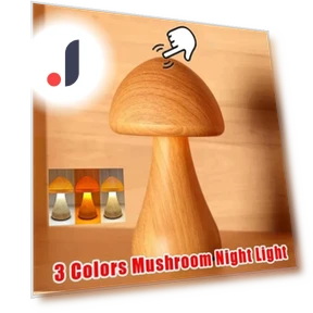 Smart Remote Control Wooden Cute Mushroom Night Light — Night Lights, Elegant Living House