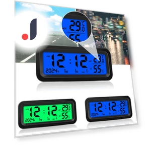 Solar Power Car Clock with LCD Digital Thermometer — Clock, RuJia Home Decor