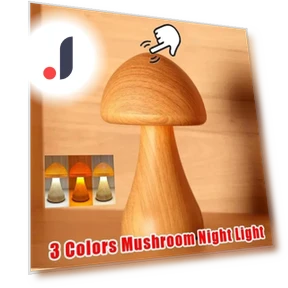 Smart Touch Control LED Wooden Cute Mushroom Night Light — Night Lights, Build My Home