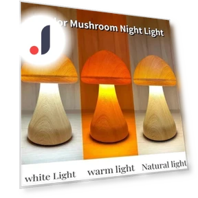 Smart Touch Control LED Wooden Cute Mushroom Night Light — Night Lights, Cozy Cottage-Relax