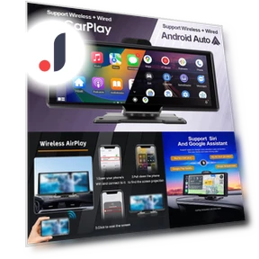 10.26-inch 4G IPS Touch Screen GPS Navigation Carplay Android AUTO Dual Lens Dash Cam Rearview Mirror — Navigation & GPS Accessories, JOHO