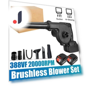 1600W 2-in-1 Brushless Wireless Electric Blower for Vacuum Cleaning and Leaf Suction with Dust Collector for Makita 18V... — Leaf Blowers & Vacuums, Toool-Home