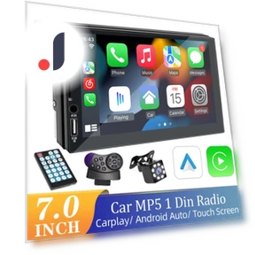 CarPlay Android Auto 1 Din Bluetooth HD 7-inch Touchscreen Multimedia FM ISO Power Aux Input Bluetooth USB Mirror Link... — Stereo Receivers, SageTechnology