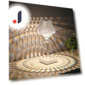 Decorative Touch-Sensitive Rechargeable Wireless Crystal Bedside Lamp — Desk & Table Lighting, QIANBAIDI