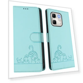 Cat Rat Embossed Pattern RFID Leather Phone Case with Lanyard for Infinix Hot 50i 5G / Smart 9 4G — Phone Accessories, Infinix