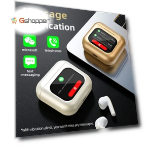 TWS Bluetooth Earphone with LCD Touch Screen, 8GB Memory, ENC HD Calls, Low Latency — Headsets
