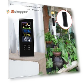 Colorful Screen Indoor Outdoor Temperature Humidity Meter Barometer Smart Digital Clock — Barometers