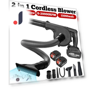 1600W 2-in-1 Brushless Cordless Electric Blower for Vacuum Cleaning and Leaf Suction — Leaf Blowers & Vacuums, Crown Global