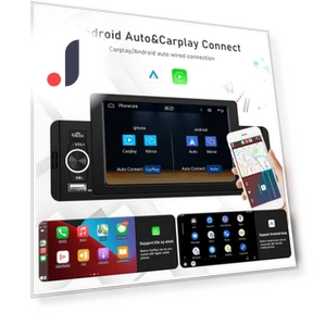 5-inch HD Wireless CarPlay 1Din Video Multimedia MP5 Player — Stereo Receivers, JOHO - CarGear