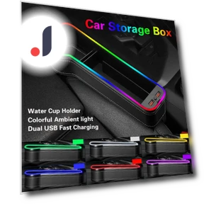Car Seat Gap Storage Box with RGB Lighting and USB Charging — Car Essentials, Auto Parts Decorate
