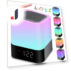 Colorful Bluetooth Speaker with Night Light and Digital Alarm — Alarms & Clocks, Your Warm Home