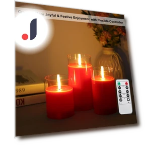 Flickering Flameless Candles Set with Controller — Flameless, TOMTOP JMS