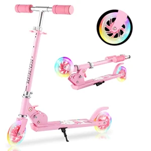Kids Kick Scooter with LED Light Up Wheels, KORGOL