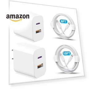 Dual Port Fast Charger Block 2-Pack with Cables — Chargers, YYDBS