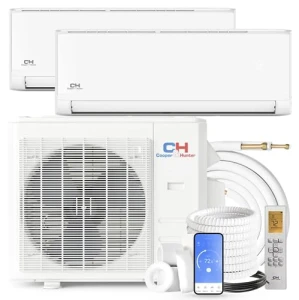 Dual Zone Wall Mount Ductless Mini Split A/C Air to Air Inverter Heater, Cooper & Hunter