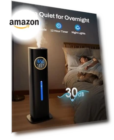 Large Room Humidifier with Night Light and Essential Oil Diffuser — Air Moisturizers, Lacidoll