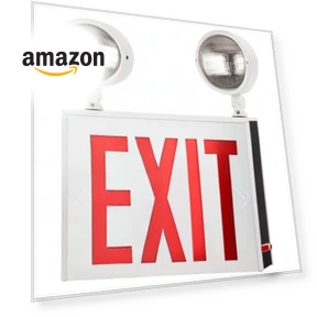 LED Steel Exit Sign Combo — Emergency Fixtures, Sunlite